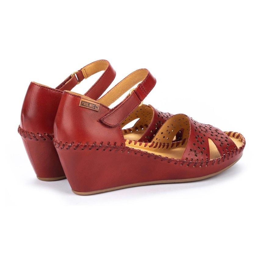 Women's Pikolinos MARGARITA Wedge Sandals Burgundy | NZ B793Q25